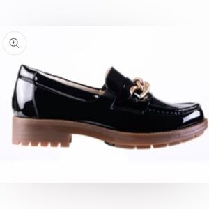 Revitalign Laurel Loafers Elegant Black Loafers w Gold Chain Accent size 7-NWT